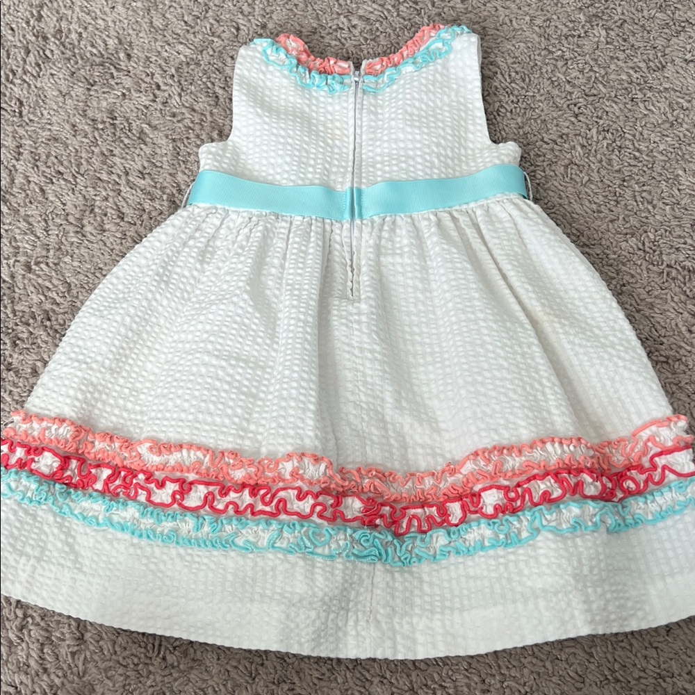 Bonnie Baby Seersucker Pink Blue Easter Spring Dress - Picture 3 of 5